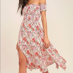 Lulus Floral Print Off The Shoulder Dress
